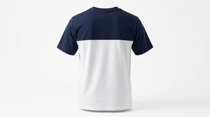 T-shirt à manches courtes pour homme, col rond, bleu marine et blanc, coupe décontractée, style color block - Product Image 4