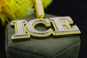 Pendentif Lettre Initiale VVS Moissanite en Argent Sterling 925, Bijou Hip Hop de Luxe Personnalisé, Pendentif Initiale Bicolore Sertie de Pierres - Product Image 5