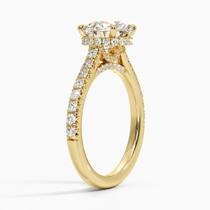 Anillo de compromiso con diamante solitario pavé halo oculto - Product Image 2