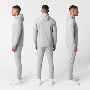 Ensemble de survêtement léger et imperméable pour homme 2026, gris uni, veste zippée et pantalon, deux pièces - Product Image 3