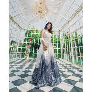 Lehenga Choli de Diseño en Línea A para Fiestas, Cintura Natural con Adornos de Dori y Lentejuelas - Product Image 6