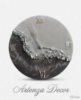 Jam Dinding Resin Analog Kuarsa Modern Buatan Tangan Bulat Angka Romawi Lukisan Tangan 30cm Dekorasi Dinding untuk Rumah