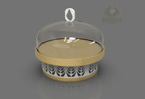 Gold Stainless Steel & Glass Eco-Friendly Crescent Moon Ramadan Eid Dessert Display <b>Cake</b> <b>Stand</b> with <b>Dome</b> Cover Dishwasher Safe - Product Image 2