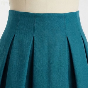 High Waist Women's <b>Woolen</b> A-Line Pleated Knee-Length <b>Skirt</b> Solid Teal Elegant Style All Seasons Wear - Product Image 4