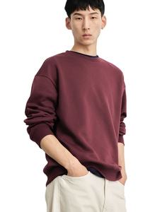 Vente en gros OEM & ODM XL Motif imprimé ample en coton mélangé côtelé à manches longues de couleur bordeaux de qualité supérieure pour hommes, col en O personnalisé - Product Image 1