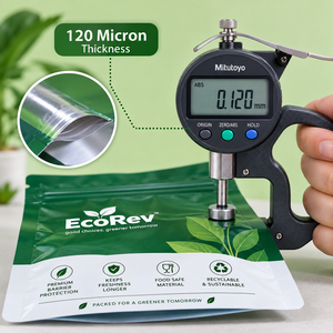 ถุงฟอยล์อลูมิเนียมเคลือบด้านแบบมีซิปล็อค EcoRev Custom Printed Recyclable ECO96 เกรดอาหาร ปิดผนึกเองได้ - Product Image 3