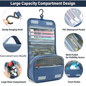 Trousse de Maquillage de Voyage Portable et Respirante, Pochette de Soins Personnels Multicouche avec Poches Transparentes, Sangle Réglable et Fermeture Éclair pour Soins de la Peau - Product Image 3