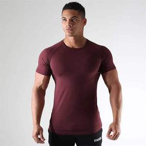 Camiseta de Manga Corta para Hombre, Color Borgoña, Cuello Redondo, Corte Regular, Tejido de Punto, Serigrafía, Secado Rápido, Deportiva, Color Sólido, Spandex/Poliéster - Product Image 3