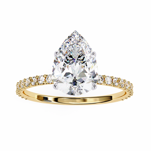 Classic Pave <b>Set</b> 1.5 Carat Lab Grown Pear Cut Diamond Engagement <b>Ring</b> 14k <b>Gold</b> IGI Report VS DEF Diamond for Anniversary Weddi - Product Image 4