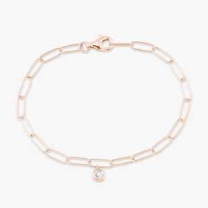10k 14k <b>Solid</b> Gold Lab Grown Diamond Dangle Charm <b>Bracelets</b> Everyday Wear Paper Clip Chain Stacking Dainty Minimalist Jewelry - Product Image 5