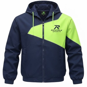 <b>Men's</b> Colorblock Hooded Bomber Windbreaker <b>Jacket</b> Lightweight Windproof <b>Casual</b> Outerwear Regular Fit <b>Summer</b> Front Logo - Product Image 6
