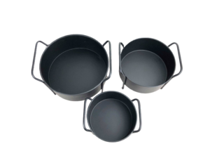 Table de jardin sur mesure de grande taille, décorative, en métal, avec seaux à fleurs artificielles, pot rond en métal avec support - Product Image 3