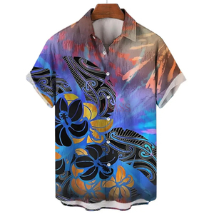 เสื้อเชิ้ตฮาวายลายดอกไม้สำหรับผู้ชาย เสื้อเชิ้ตพิมพ์ลายดอกไม้ติดกระดุม ผ้าป๊อปลินระบายอากาศ แขนสั้น เสื้อฮาวาย - Product Image 2