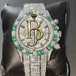 BRIVA JEWELS BJ005 Shanghai Emerald Frost 42mm Montre chronographe de luxe en acier inoxydable automatique mécanique pour homme 20mm Verre - Product Image 2