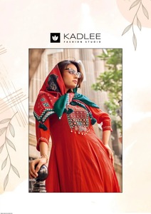 Mull chanderi Handwork & <b>Thread</b> Work Pakistani Style <b>Beads</b> and And Work Embroidered Kurta Set - Product Image 5