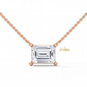 Collar con Colgante de Diamante Cultivado en Laboratorio con Corte Esmeralda, Plata de Ley 925, Certificado IGI, Joyería Minimalista para Mujer, Regalo - Product Image 2