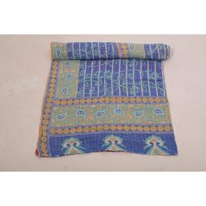 Vintage Cotton Gudri <b>Quilt</b> Hand Stitched Kantha Bedspread Reversible Throw for Bedroom and Living Room - Product Image 2