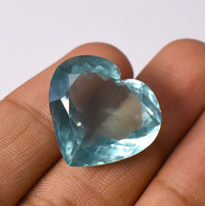 Pierres précieuses naturelles en forme de coeur d'aigue-marine, pierres précieuses à facettes Aigue-marine bleue propre pour bijoux, pendentif d'application - Product Image 5