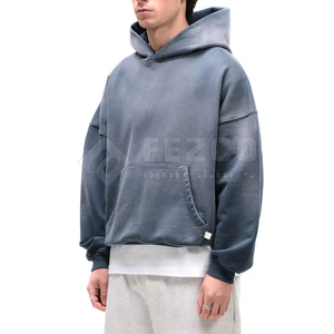 Sudadera con Capucha para Hombre, de Forro Polar Grueso y Cómodo, de Manga Larga para Invierno, con Efecto Desgastado por el Sol, Mezcla de Poliéster/Algodón - Product Image 3