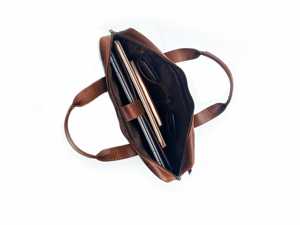 Nouveautés : Sacoche d'ordinateur portable professionnelle moderne, grande capacité, imperméable, en cuir véritable, légère et portable - Product Image 4