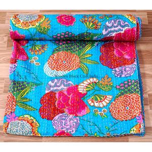 Best selling floral Printed Vintage Eco-Friendly All-Season <b>Double</b> Size Organic 100% Cotton Kantha Spread Printing for home use - Product Image 4