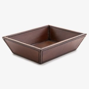 Bandeja Organizadora Plegable de Cuero Sintético Marrón, Hecha a Mano, con Esquinas con Broches para Relojes, Joyas, Llaves y Cartera, Moderna - Product Image 4