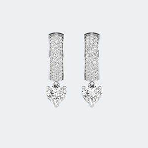 Boucles d'oreilles pendantes Huggie pavées de diamants ronds et en forme de cœur de 1,50 carat avec accents sertis à griffes - Product Image 2
