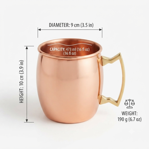 Taza Moscow Mule de Cobre Puro al por Mayor con Asa de Latón, Hecha a Mano, para Cerveza, Café, Cócteles, Proveedor de Fábrica OEM ODM - Product Image 6