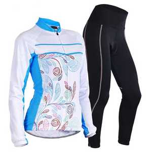 Ensemble de maillot de cyclisme pour femmes, rose et violet, manches longues, fermeture éclair intégrale, pantalon respirant en spandex, tenue de vélo assortie - Product Image 6