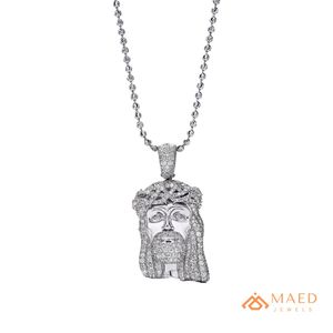 Iced Jesus Head Moissanite Pendant Charm Hip Hop Gold Plated <b>Necklace</b> Silver Religious Bling Jewelry Micro Insert Men Women - Product Image 1