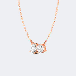 Collier pendentif de luxe Toi et Moi en or 10 carats avec diamant de laboratoire rond taille brillant de 1,00 carat, serti à griffes - Product Image 6