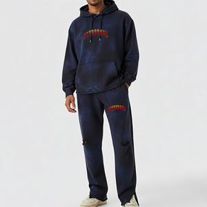 Ensemble de sweat-shirts à capuche 2 pièces pour homme, de qualité supérieure, personnalisé avec logo imprimé en sérigraphie, 100% coton, poids moyen, style streetwear évasé pour l'hiver - Product Image 5