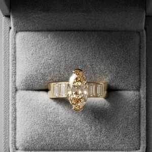 2.01CT <b>Champagne</b> Marquise Cut Diamond Five Stone Ring Lab Grown 14K Solid Gold Wedding Engagement Gift For Bridesmaid - Product Image 4