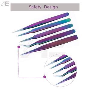 Juego de Pinzas para Extensión de Pestañas de Acero Inoxidable Arcoíris, Venta al Por Mayor 2026, 5 Piezas, Suministros de Belleza - Product Image 4