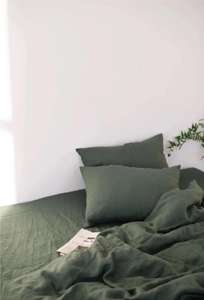 Parure de lit en lin doux avec fermeture boutonnée, comprenant 2 taies d'oreiller assorties pour lits king size, usage quotidien à la maison et à l'hôtel - Product Image 3