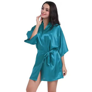 Bata de satén sedoso de longitud completa para mujer, transpirable, de secado rápido, de alta calidad, para verano, ideal para bodas y fiestas de damas de honor. - Product Image 3