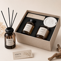 Ensemble de diffuseur d'arômes et bougie parfumée en cire de soja artisanale AIKUN Premium avec boîte cadeau pour mariage ou événement