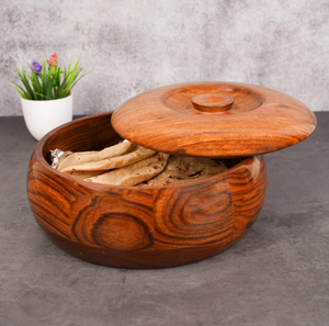 Casseroles en bois d'acacia 100% naturel, écologiques, avec couvercle en bois, compatibles lave-vaisselle, rondes, diamètre 20 cm, design classique - Product Image 4