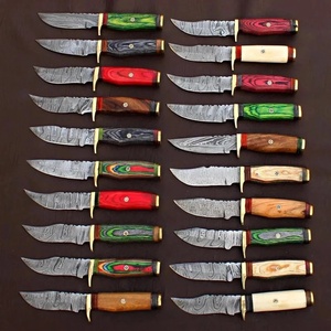Cuchillo de caza utilitario de acero de Damasco con punta de clip y espiga oculta, mango de madera Pakka, 6 pulgadas, grado industrial, venta al por mayor. - Product Image 2