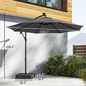 Ombrellone da Esterno Grigio Scuro per Terrazzo con Base - Ombrelloni e Basi per Patio - Product Image 6