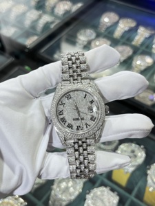 Montre de luxe pour homme, mécanique, en acier inoxydable, chronographe, date, diamant moissanite, style hip-hop, cadran de 41 mm - Product Image 1