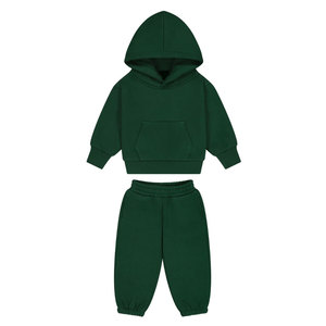 Conjunto Deportivo de Dos Piezas para Niños, Sudadera con Capucha y Pantalones Deportivos con Cordón, Estilo Vintage, Corte Regular, Tejido Grueso de Seda/Algodón/Poliéster - Product Image 1
