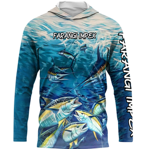 Chemises à capuche de pêche au thon personnalisées en gros, manches longues, sublimation, respirantes, anti-humidité, designs UPF 50+, haute qualité - Product Image 1