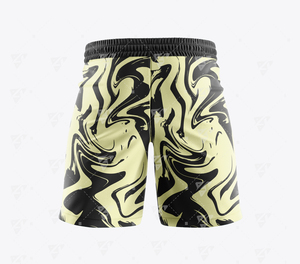 Shorts de bain homme personnalisés à taille élastique mi-haute, séchage rapide, imprimés par transfert thermique, style urbain, anti-plis, pour la plage - Product Image 5