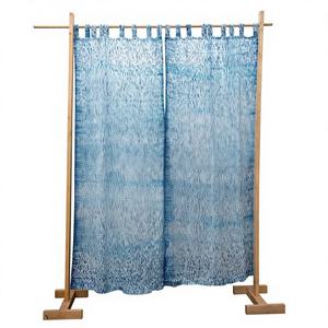 Shibori 2 panneaux bleu Tie-Dye coton rideaux pour salon ferme moderne décor à la maison avec onglet haut tige poche cravates - Product Image 1