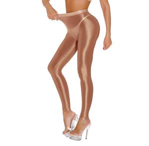 Leggings en satin uni sans couture à taille haute, confortables, extensibles, tricotés, ajustés, pour femmes, toutes saisons, en spandex - Product Image 6