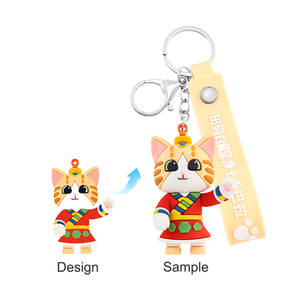 Porte-clés léger en PVC 3D personnalisé avec impression UV, personnage de dessin animé mignon - Product Image 2