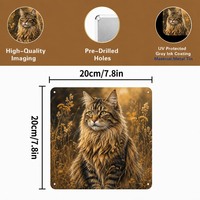 Tableau mural en aluminium motif chat tigré, décoration murale en métal, impression artistique carrée en aluminium