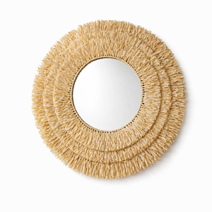 CERMIN RUMBAI SISAL Natural Sisal Round Wall Mirror Handmade Woven <b>Frame</b> Boho Decorative Mirror Eco Friendly Home Decor Whole - Product Image 1
