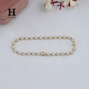 Custom Bezel <b>Set</b> Diamond Tennis Bracelet 14k 18k Yellow Gold Round Cut VVS Moissanite Lab Grown Diamond Bracelet - Product Image 1